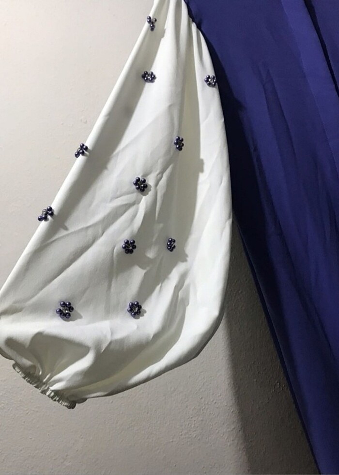 Ciçek desenli balon kol elbise  - Görsel 3