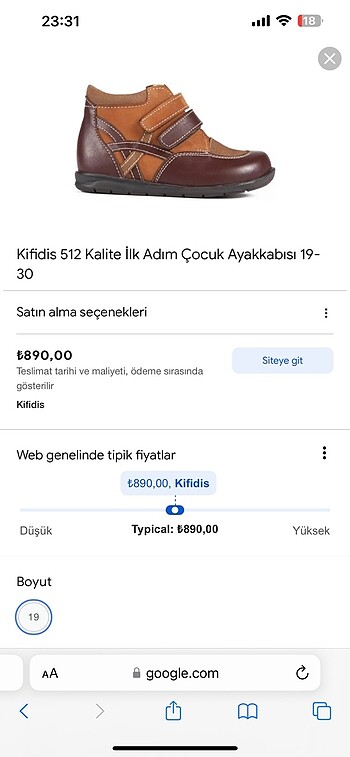 Kifidis Kifidis ortopedik ilk adım ayakkabısı 20 numara
