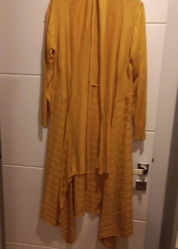 l Beden Uzun Sarı Kadın Bohem Hırka