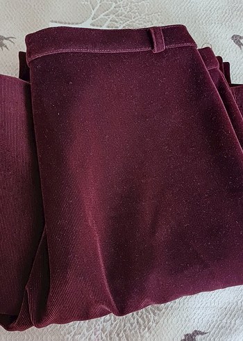 40 Beden Kadın Bordo Kadife Pantolon