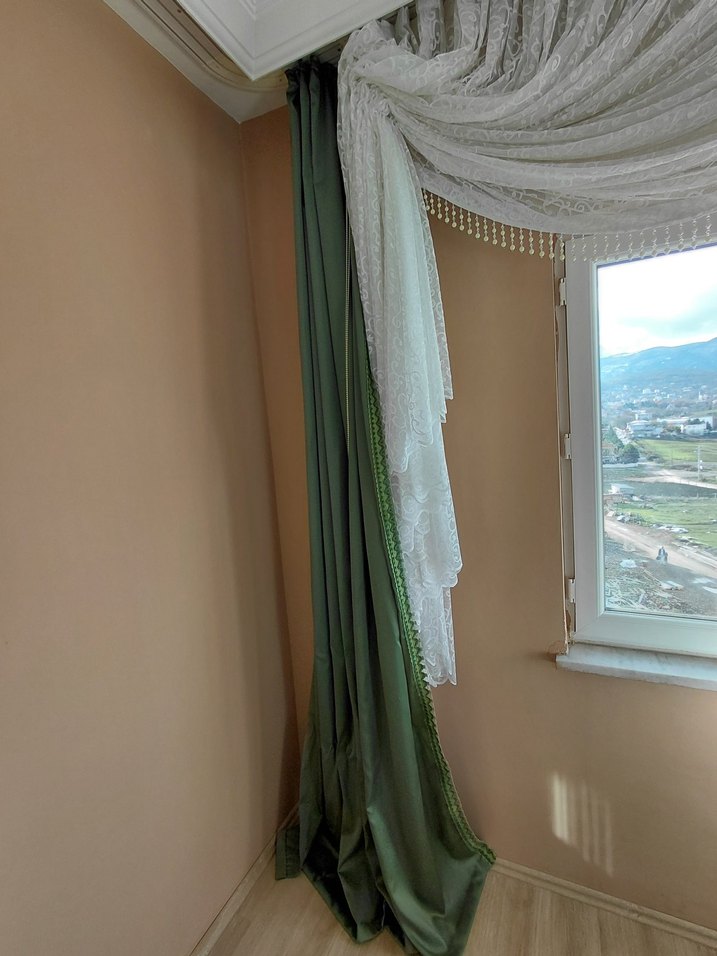 Nakışlı Pastel Yeşil Perde - Görsel 4