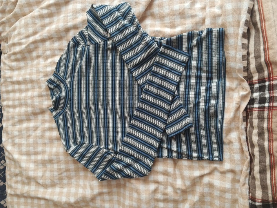 mavi Çizgili Elastik Kumaşlı Bluz - Görsel 2