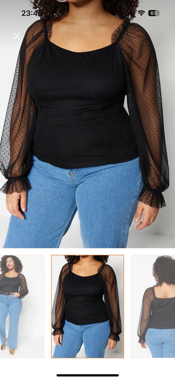 Uzun Kollu Siyah Dantel Detaylı Gotik Bluz - Görsel 5