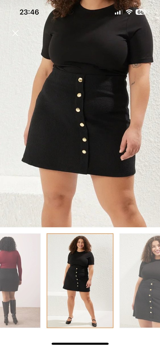 Düğmeli Siyah Midi Mini Etek - Görsel 4