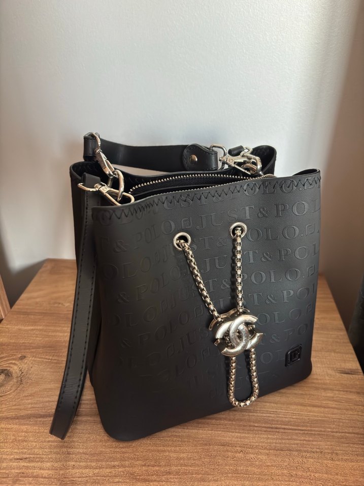 Zincir Detaylı Siyah Deri Kadın Çanta - Görsel 5