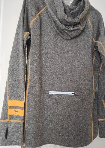 l Beden gri Renk Kadın Gri Kapüşonlu Sweatshirt - PINK Baskılı