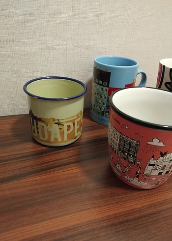 Renkli Desenli Seramik ve Metal Kupa Seti - Görsel 5