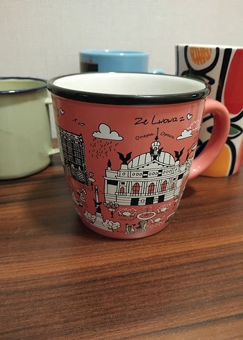 Renkli Desenli Seramik ve Metal Kupa Seti - Görsel 3