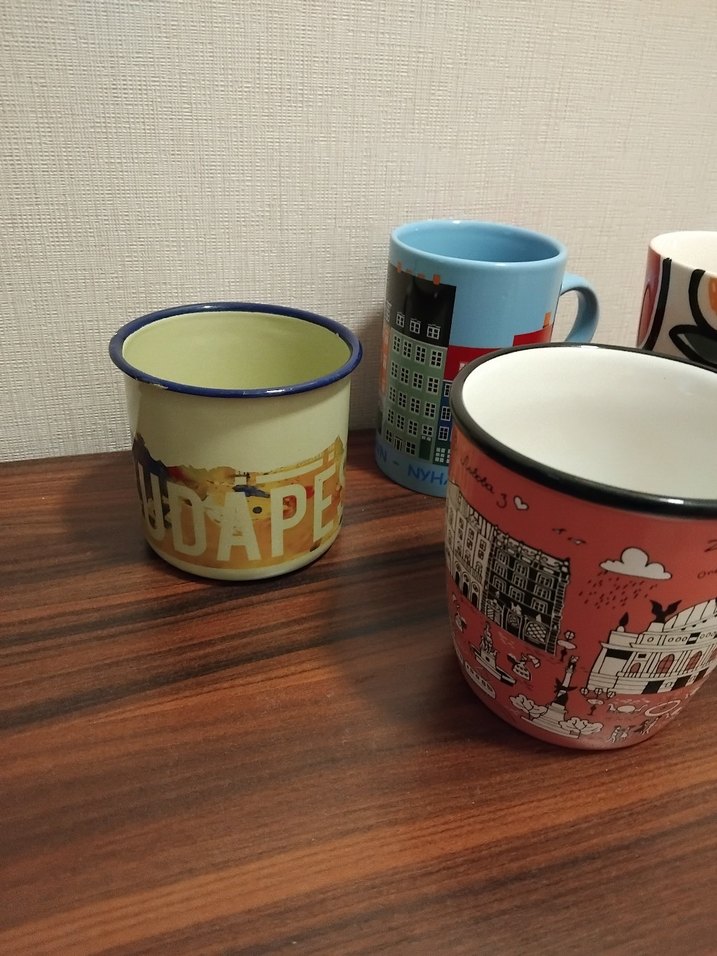 Renkli Desenli Seramik ve Metal Kupa Seti - Görsel 5