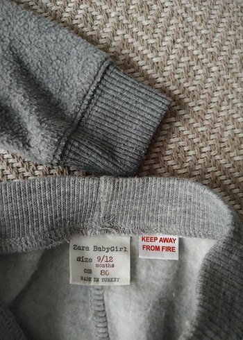 Gri Nakışlı Fermuarlı Bebek Erkek Takım - Görsel 4