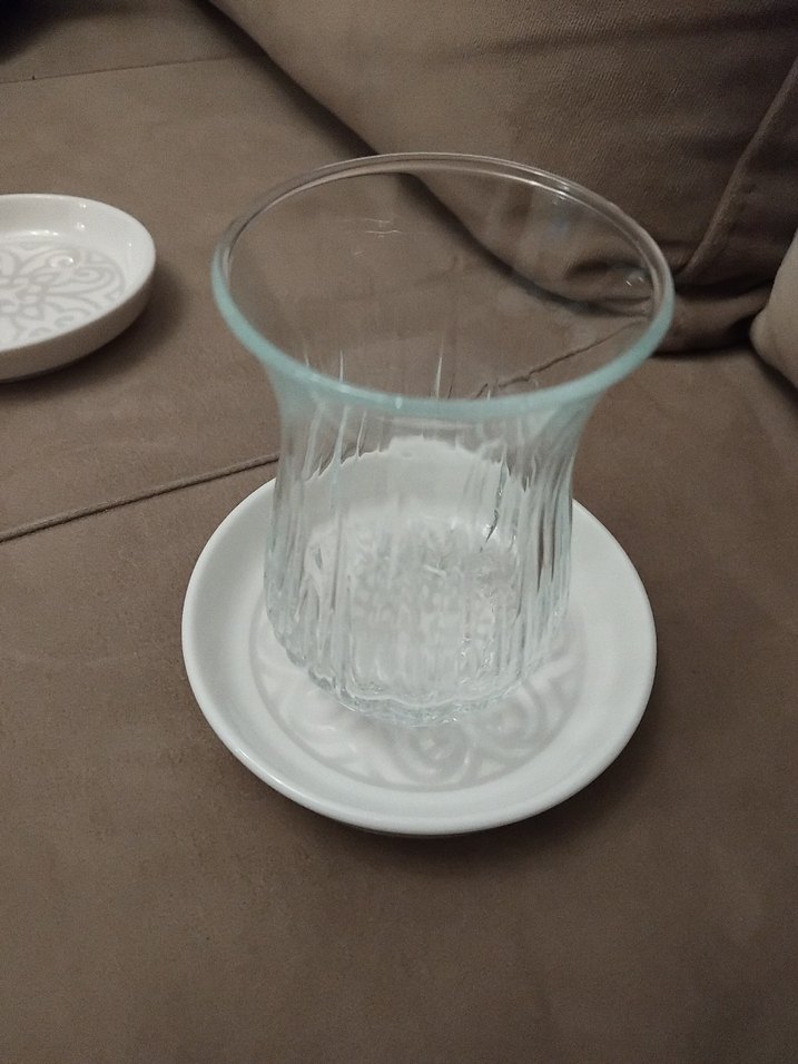 Gri Desenli Beyaz çay tabağı seti - Görsel 4