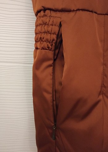 Kahverengi Kürklü Yelek, Midi Boy, Yüksek Yaka - Görsel 3