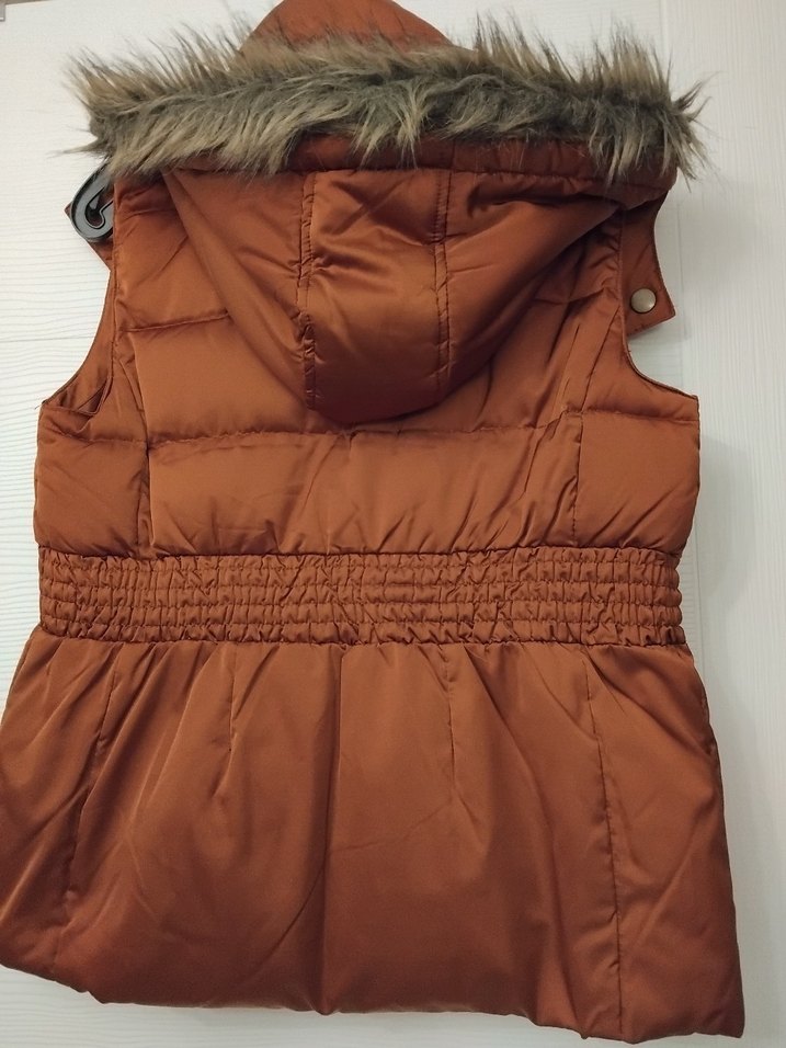 Kahverengi Kürklü Yelek, Midi Boy, Yüksek Yaka - Görsel 2