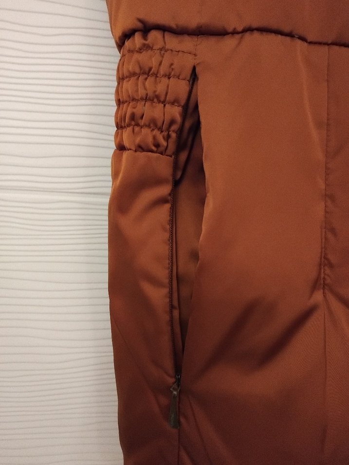 Kahverengi Kürklü Yelek, Midi Boy, Yüksek Yaka - Görsel 3