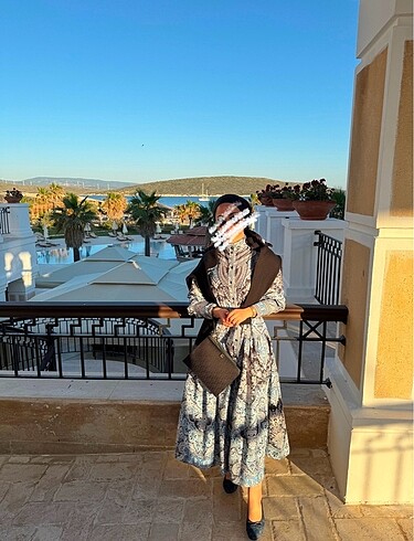 Mavi Desenli Elbise