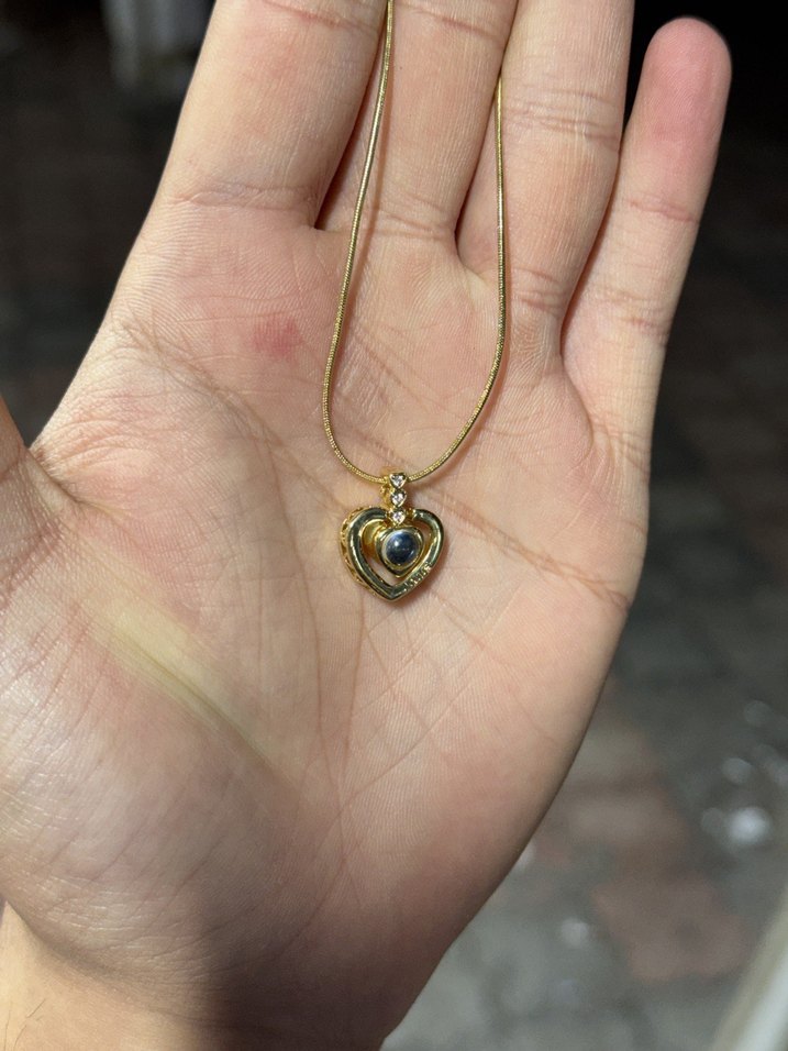 Altın Renk Minimalist Kalp 100 dilde seni seviyorum kolyesi - Görsel 2