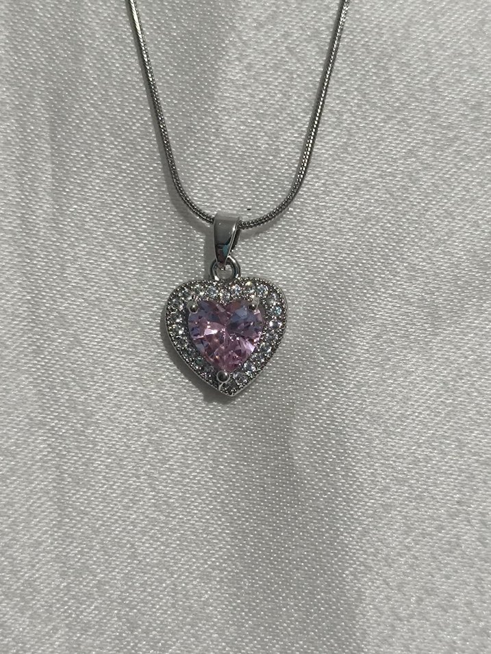 Mor Taşlı Kalp Kolye - Görsel 2