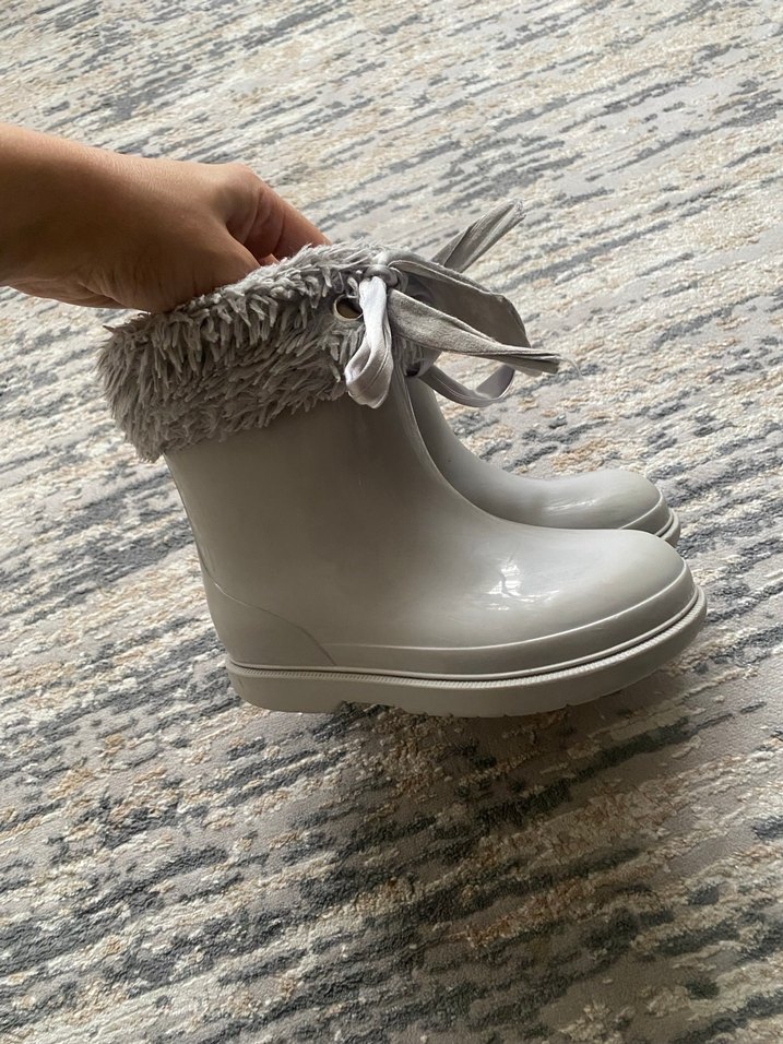 Kız Çocuk Gri Kürklü Lastik Bot - Görsel 3