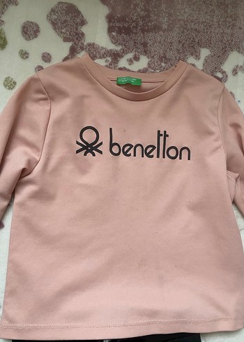 Benetton Pembe Sweatshirt ve Siyah Tayt Takımı - Görsel 2