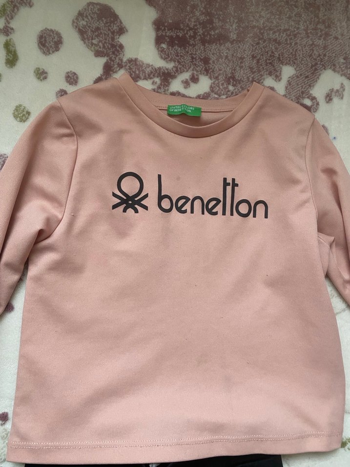 Benetton Pembe Sweatshirt ve Siyah Tayt Takımı - Görsel 2
