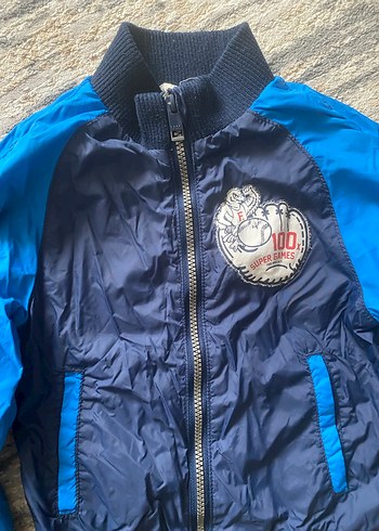 H&M Koyu Mavi Nakışlı Erkek Çocuk Fermuarlı Mont - Görsel 2