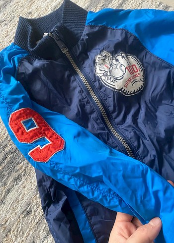 H&M Koyu Mavi Nakışlı Erkek Çocuk Fermuarlı Mont - Görsel 4