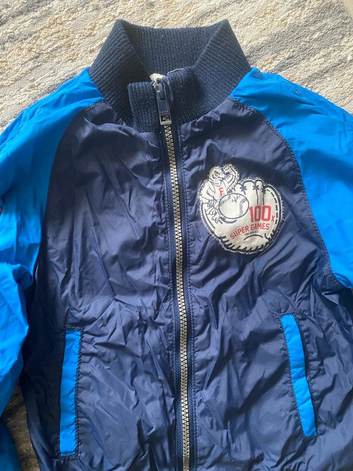 H&M Koyu Mavi Nakışlı Erkek Çocuk Fermuarlı Mont - Görsel 2