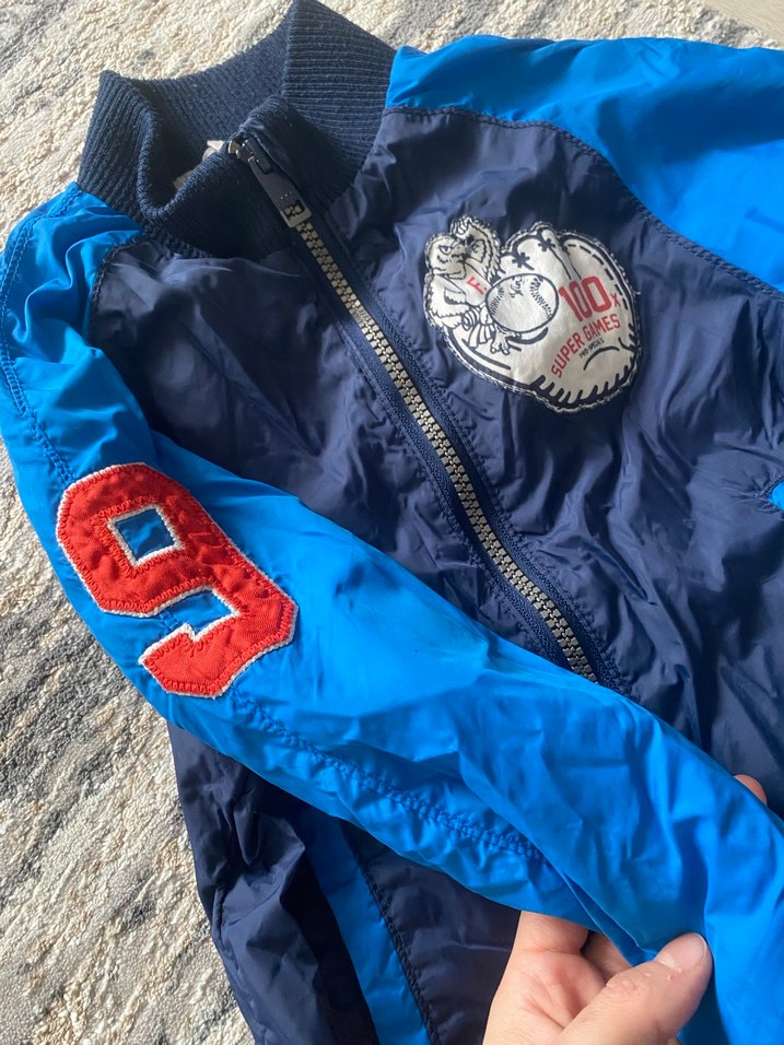 H&M Koyu Mavi Nakışlı Erkek Çocuk Fermuarlı Mont - Görsel 4