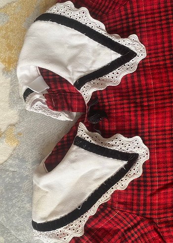 Kız Çocuk Kırmızı Kareli Uzun Kollu Elbise - Görsel 2