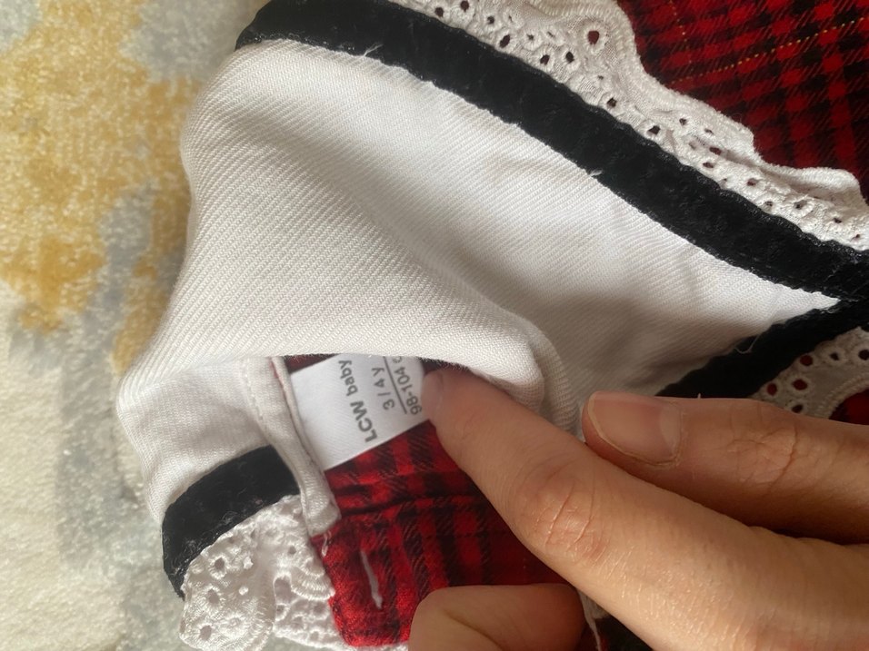 Kız Çocuk Kırmızı Kareli Uzun Kollu Elbise - Görsel 3