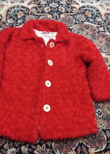 Düğmeli Kırmızı çocuk montu - Görsel 3