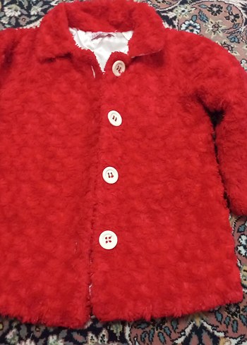 Düğmeli Kırmızı çocuk montu - Görsel 4