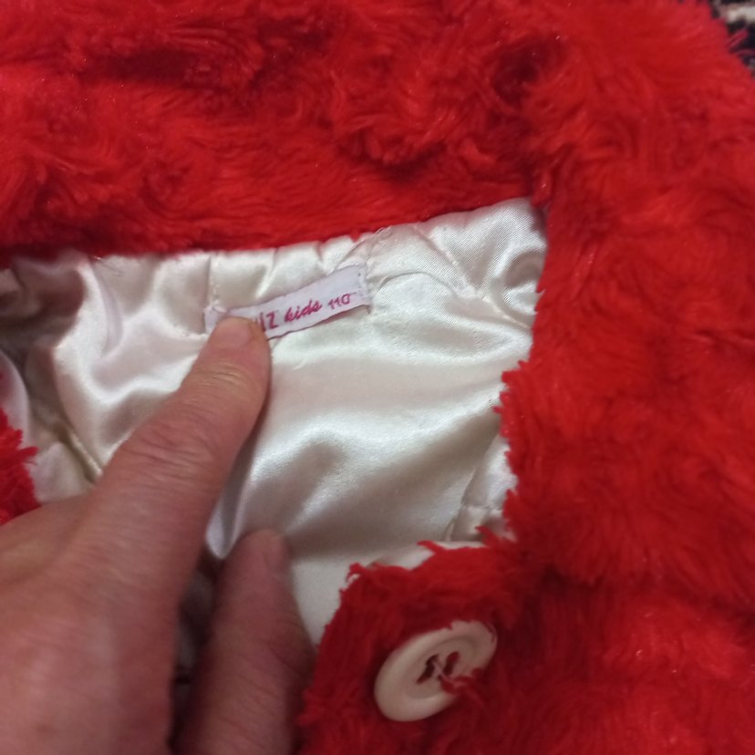 Düğmeli Kırmızı çocuk montu - Görsel 2