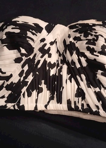 s Beden altın Renk Zebra Desenli Pliseli Straplez Mini bustiyer