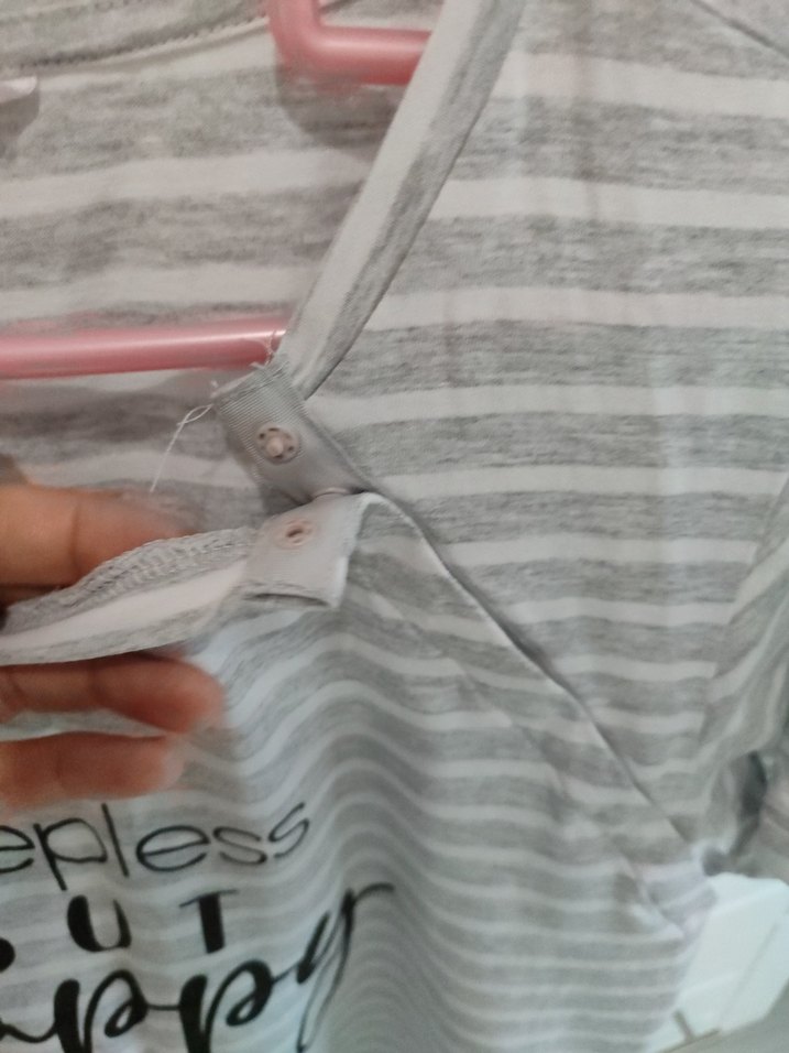 Gri Çizgili Hamile Midi Elbise - Görsel 4