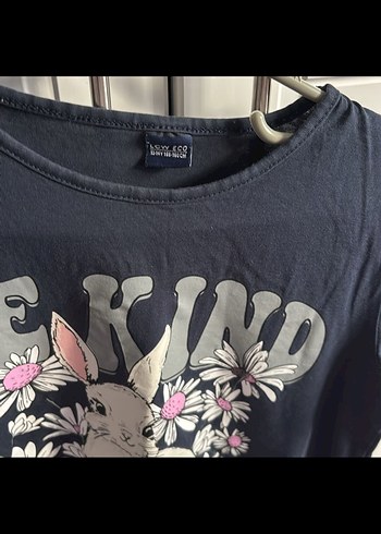 Kız Çocuk Siyah Baskılı Pamuk Tişört - Görsel 2