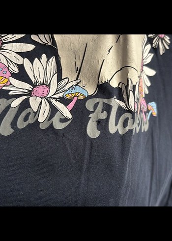 Kız Çocuk Siyah Baskılı Pamuk Tişört - Görsel 3