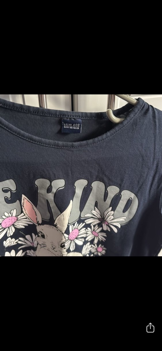 Kız Çocuk Siyah Baskılı Pamuk Tişört - Görsel 2