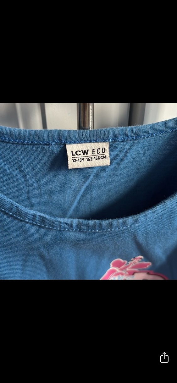 Kız Çocuk Mavi Baskılı Kısa Kollu Tişört - Görsel 3