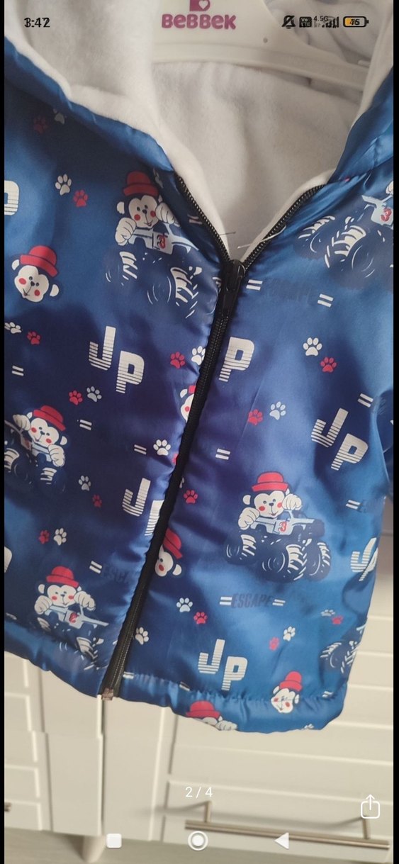 Kapüşonlu Baskılı Erkek Çocuk Mont - Görsel 2