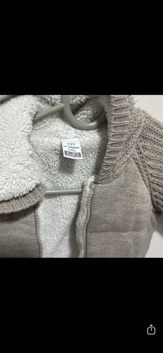 Gri Erkek Çocuk Örgü Detaylı Mont - Görsel 2