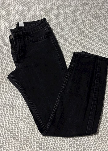 H&M Siyah Yuksek Bel Denim Jean