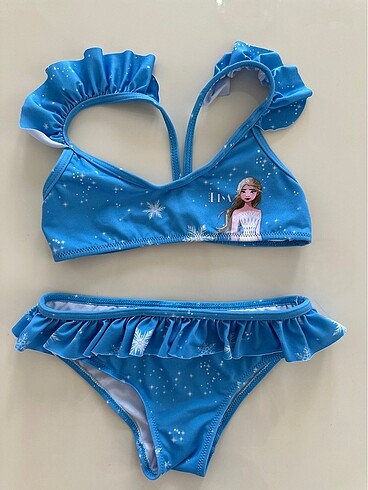 6 Yaş Beden mavi Renk Elsa çocuk mayo bikini