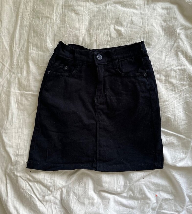 Siyah Mini Denim Etek - Görsel 4