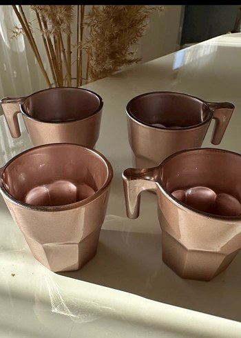 Pastel Bej Renkli Kulplu Bardak - Görsel 3