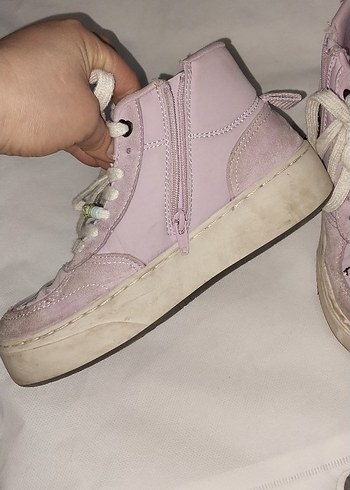 Mor Bağcıklı ve Cırt Cırtlı Kız Spor Ayakkabı - Görsel 2