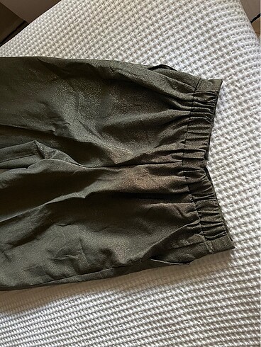 xs Beden haki Renk Bol Paça Simli Kapri Boy Pantolon