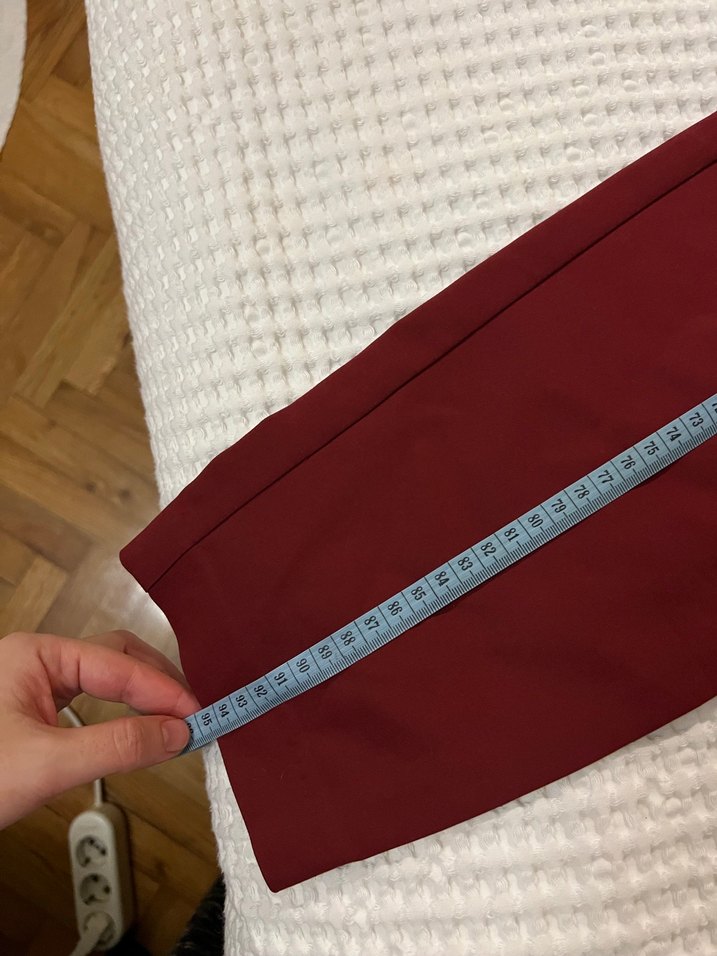 Mango Bordo Slim Fit Pantolon - Tertemiz - Görsel 3