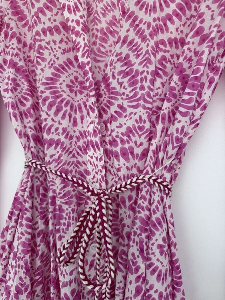 Zara Pembe Etnik Desenli Mini Gömlek Elbise - M Beden - Görsel 4