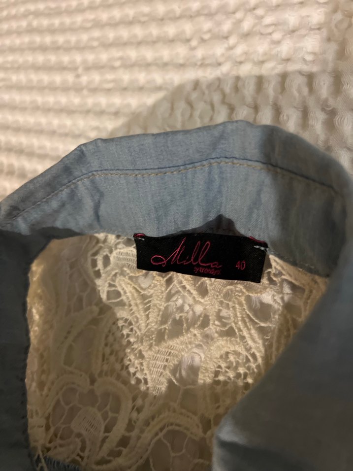  Milla by Trendyol - Dantel Detaylı Kot Gömlek (L/40 Beden) - Görsel 3